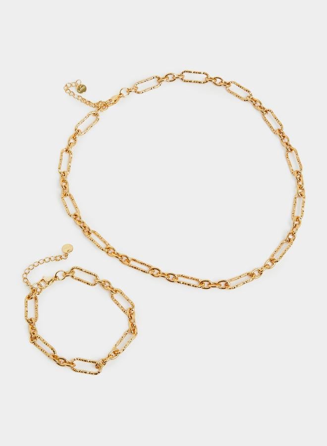 ستايلي طقم من عقد سوار وسلسلة بارزة الملمس - Image 4